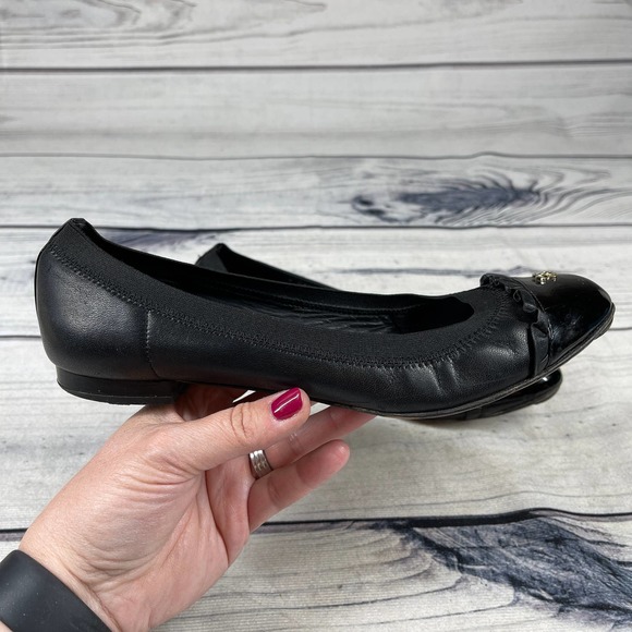 Chanel Black Leather Ruffle Slip on Almond Toe Ballet Flats Size 39 - Picture 11 of 11
